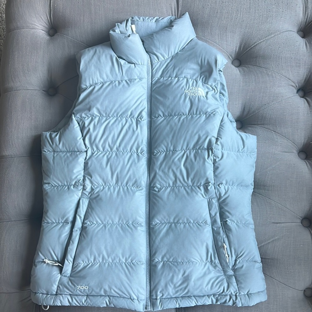 Womens light grey North Face 700 vest